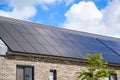 Close up of the solar panels on the rooftop of a house