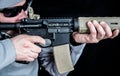 Dangerous Soldier Ams Semi-Automatic Rifle Royalty Free Stock Photo