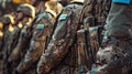 Close up of a soldiers arm in military camouflage patch Royalty Free Stock Photo