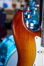 Close up of a solid sunburst from black to brown electric guitar Royalty Free Stock Photo