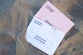 Close-up of some ballot papers for the general elections in summer in Spain