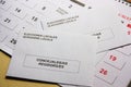 Electoral envelopes for local or municipal elections in Spain on a calendar