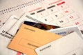 Close-up of some envelopes to vote in the general elections for the Spanish Congress and Senate Royalty Free Stock Photo