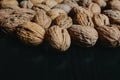 Close up of some nuts over a dark background Royalty Free Stock Photo