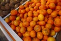 Close-up of some oranges in a fruit stand