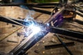 Close up of some stick welding. Royalty Free Stock Photo