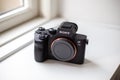 Close-up of Sony A7iii mirrorless camera Royalty Free Stock Photo