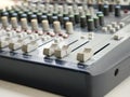 Close-up of sound audio mixing console