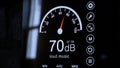 Close-up of sound level meter screen in decibels. Modern electronic sound meter around Royalty Free Stock Photo