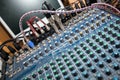 Close-up of sound mixing equipment in television studio Royalty Free Stock Photo