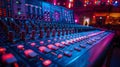 Close-up of a soundboard with numerous knobs and buttons Royalty Free Stock Photo
