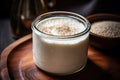 close-up of sourdough starter in a glass jar