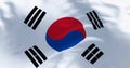 Close-up of South Korea national flag waving in the wind