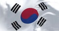 Close-up of South Korea national flag waving in the wind