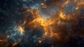 A close up of a space explosion with orange and blue flames, AI Royalty Free Stock Photo