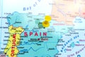 Close-up of Spain in map. Royalty Free Stock Photo