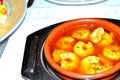 spanish tapas dish pil pil prawns