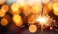 Close-Up of a Sparkler Illuminating the Night with Shimmering Light