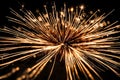 A close-up of a sparkler creating intricate patterns in the dark, illuminating the New Year