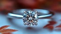 Close-up of a Sparkling Diamond Ring on a Delicate Leaf Background Royalty Free Stock Photo