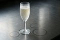Close-Up of Sparkling Wine in Chilled Glass with Bubbles Royalty Free Stock Photo