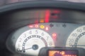 Close-up on speedometer in dashboard car. Speed gauge meter. Travel abstract concept idea background Royalty Free Stock Photo