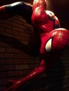 Close up Statue of Spider man at Madame Tussauds museum in Las Vegas.Avengers EndGame. Royalty Free Stock Photo