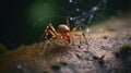 a close up of a spider on a rock with a blurry background