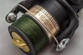 Close up of spinning reel spool