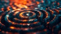 A close up of a spiral design with fire and smoke, AI