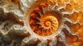 A close up of a spiral design made out of orange and white swirls, AI