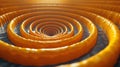 A close up of a spiral made out of orange slices, AI