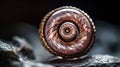 a close up of a spiral shaped object on a rock Royalty Free Stock Photo