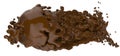 Close up splash of brown hot chocolate 3d