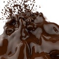 Close up splash of brown hot chocolate 3d