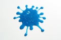 Close up Splash out of Blue Slime Stretching and Mucilage on White Table Royalty Free Stock Photo