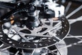 Close-up of a spoke wheel. Macro photo. Part of the bike.