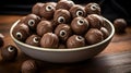 Close up of spooky Chocolate covered Eyeballs. Halloween Food Backdrop