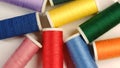 Close up of spools of thread for sewing