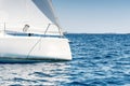 Close-up of sportive keelboat bow Royalty Free Stock Photo