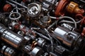 close-up of sports car engine components