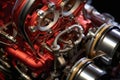 close-up of sports car engine components