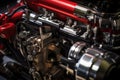 close-up of sports car engine components