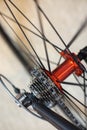 Racing bicycle rear axle with racing cassette gears Royalty Free Stock Photo