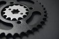 Close up sprocket gear on black background