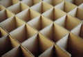 Close up of square cardboard partitions close-up for transporting fragile glass items