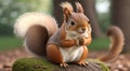 close-up of squirrel on a tree, squirrel in the park, squirrel eating nut in the forest