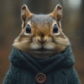 A close up of a squirrel wearing a coat Royalty Free Stock Photo
