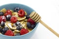 close up Stack of american blueberry Pancakes Royalty Free Stock Photo