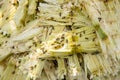Close up stack bagasse of sugarcane and bee Royalty Free Stock Photo